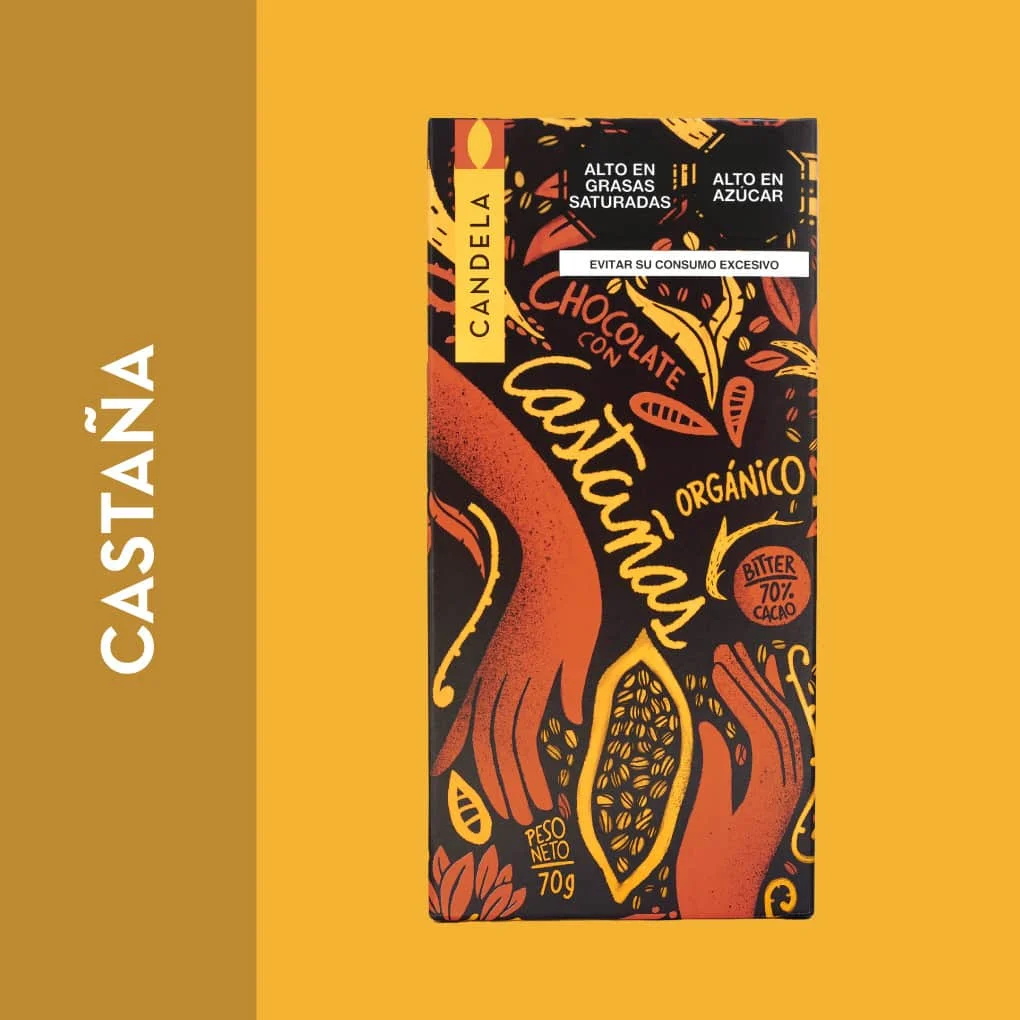 Candela Chocolate con Castañas 70% bar, 70 g