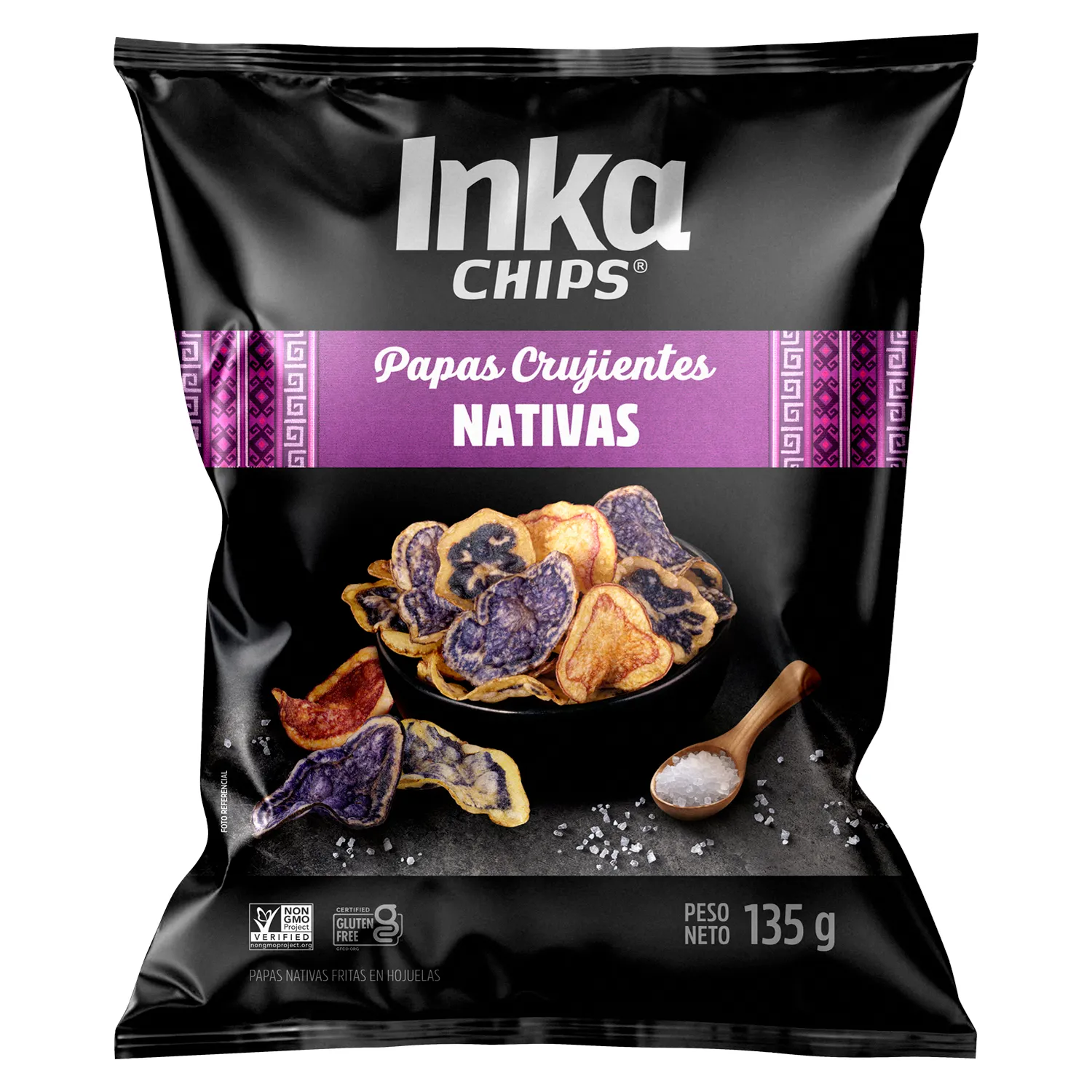 Inka Chips Papas Crujientes Nativas 135 g bag, front