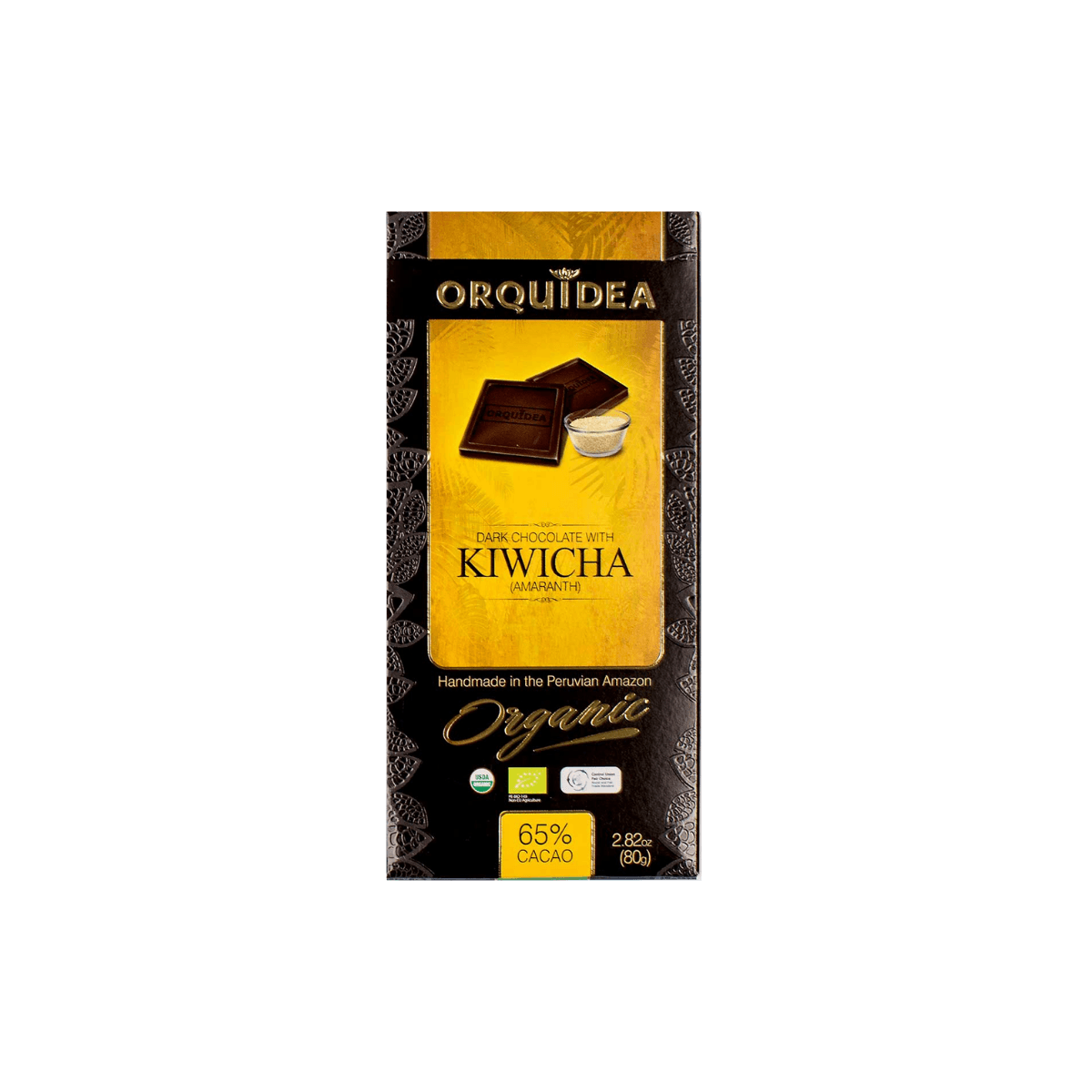 Orquídea Dark Chocolate with Kiwicha 65% cacao bar, 80 g