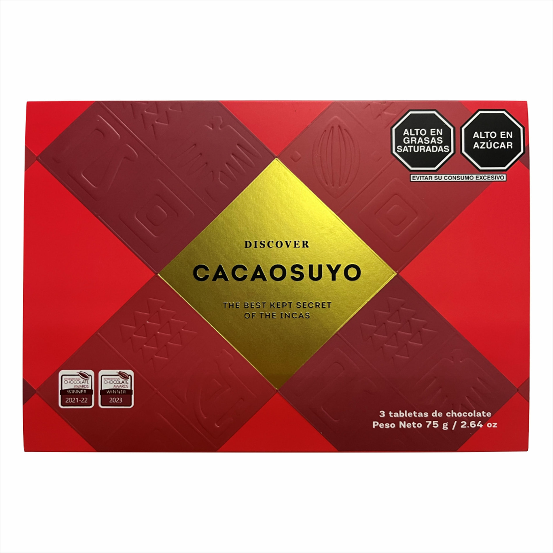 Cacaosuyo red tripack gift box, three tablets, 75 g