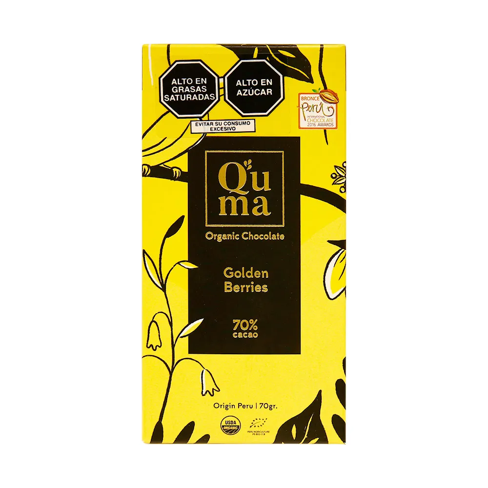 Q'uma Golden Berries 70% cacao bar, 70 g