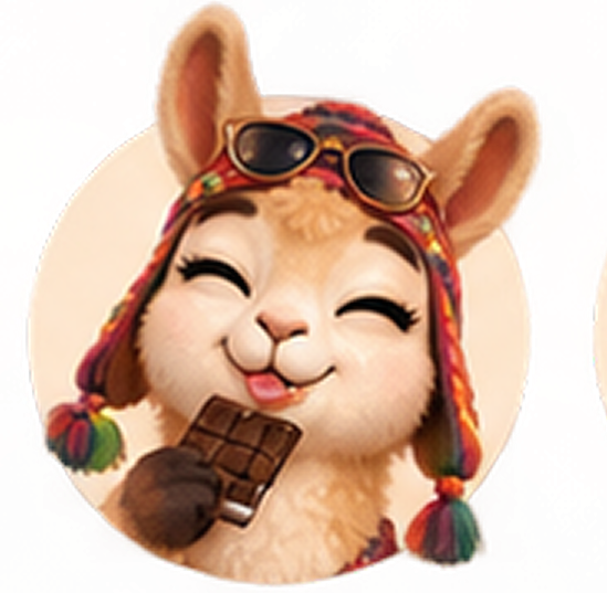 Inki eating a chocolate bar
