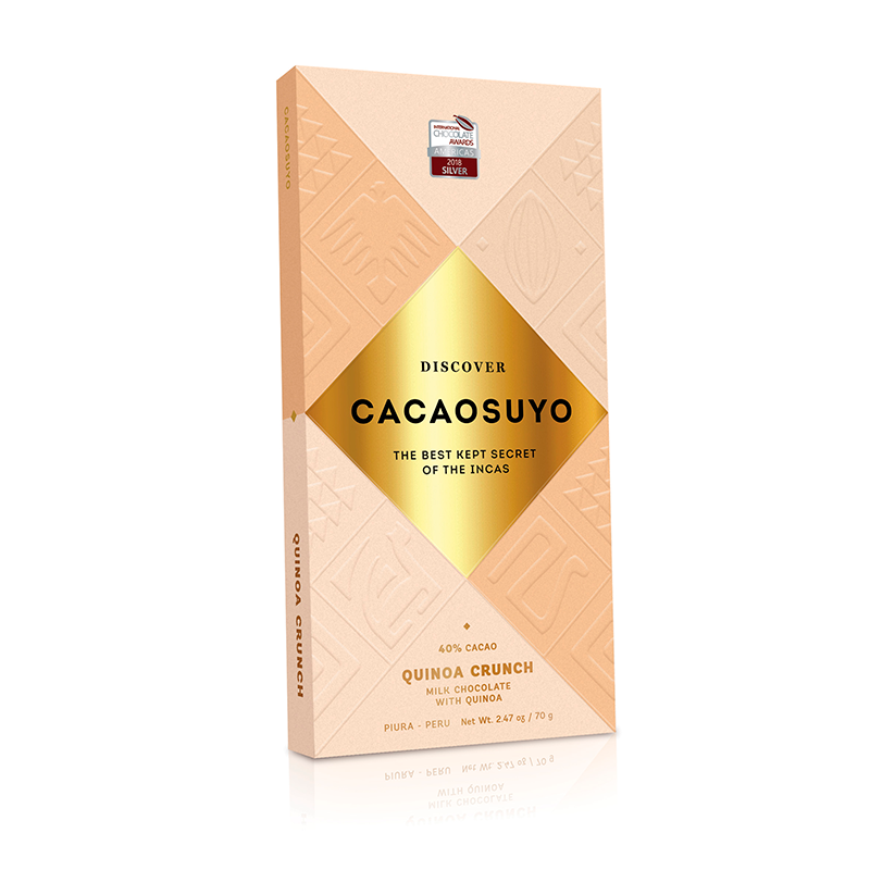 Cacaosuyo Quinoa Crunch 40% milk chocolate bar, 70 g